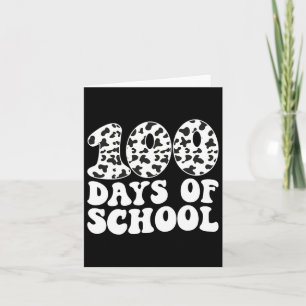 Retro Groovy 100 Days Of School Cow Print 100th Da Card