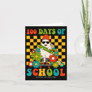 Retro Groovy 100 Days Of School Teachers Kids Ghos Card