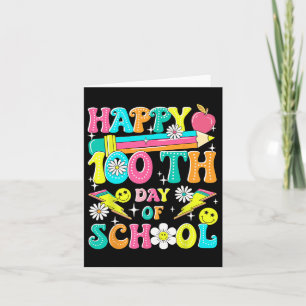 Retro Groovy 100th Day Of School Teachers Kid Happ Card