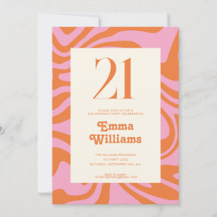 Retro Groovy 21st Birthday Party Invitation