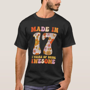 Retro Groovy 5th Birthday Born In 2017 5 Year Old  T-Shirt