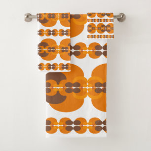 Retro Groovy 60's 70's Bubbles Pattern Bath Towel Set