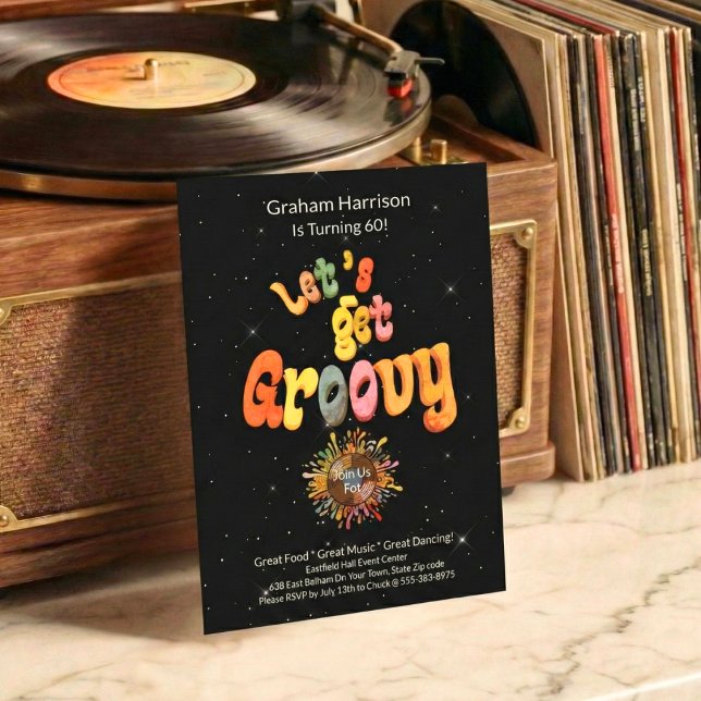 Retro Groovy 60th Birthday Invitation (Creator Uploaded)