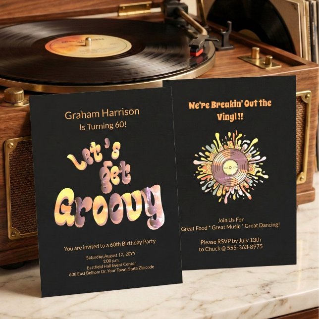 Retro Groovy 60th Birthday Invitation (Creator Uploaded)
