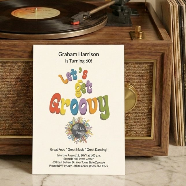 Retro Groovy 60th Birthday Invitation (Creator Uploaded)