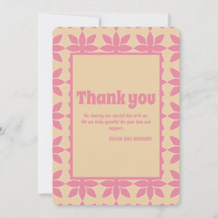 Retro groovy 70's bold typography peach & pink thank you card