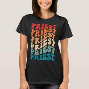 Retro Groovy 70s Catholic Priest Vintage Funny Boh T-Shirt