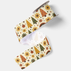 Retro Groovy 70s Christmas Satin Ribbon