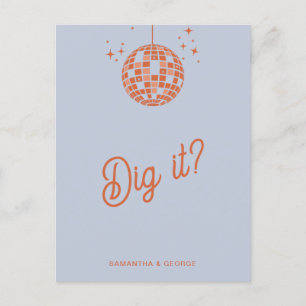 Retro Groovy 70s Cute Blue Orange Disco RSVP Postcard