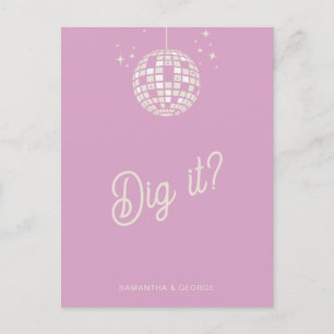 Retro Groovy 70s Cute Ivory Pink Disco RSVP Postcard