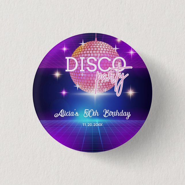 Retro Groovy 70s Disco Ball Birthday Party 3 Cm Round Badge (Front)