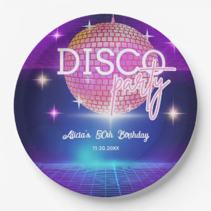 Retro Groovy 70s Disco Ball Birthday Party Paper Plate