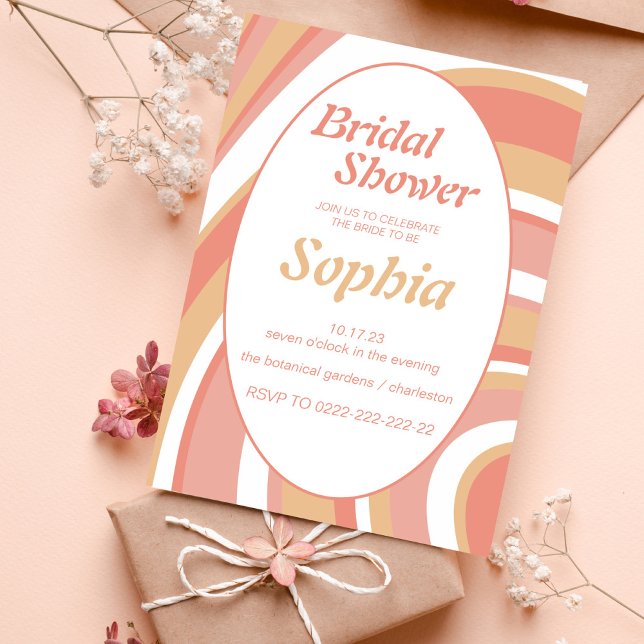 RETRO GROOVY  70S hippie BRIDAL SHOWER Invitation  (Creator Uploaded)