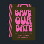 Retro Groovy 70s Hot Pink and Dark Green Save The  Save The Date<br><div class="desc">Retro Groovy 70s Hot Pink and Dark Green Save the Date</div>