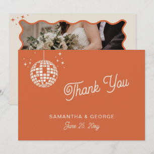 Retro Groovy 70s Ivory Orange Disco Photo Invitation