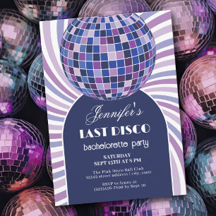 Retro Groovy 70s Last Disco Bachelorette Party Invitation