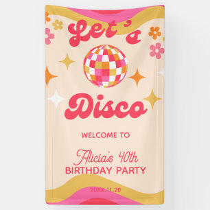 Retro Groovy 70s Let's Disco Any Age Birthday  Banner