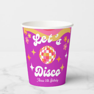 Retro Groovy 70s Let's Disco Birthday Party Paper Cups