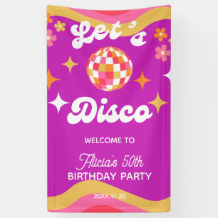 Retro Groovy 70s Let's Disco Birthday Welcome Banner