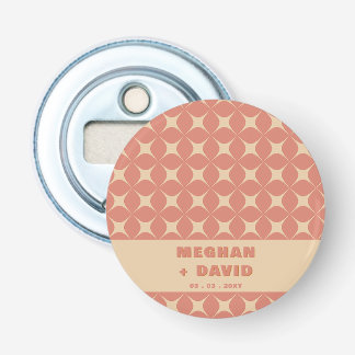 Retro Groovy 70s Pattern Boho Terracotta Wedding Bottle Opener