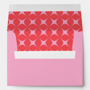 Retro Groovy 70s Pattern Pink Red Wedding  Envelope