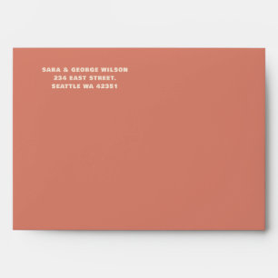 Retro Groovy 70s Pattern Terracotta Wedding  Envelope