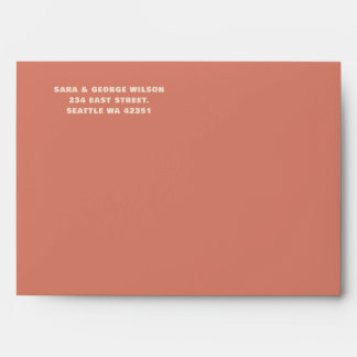 Retro Groovy 70s Pattern Terracotta Wedding  Envelope