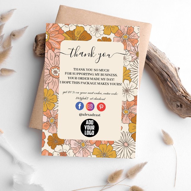 Retro Groovy 70's Themed Business Thank You Card (Creator Uploaded)