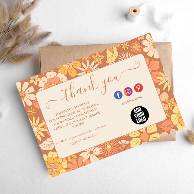 Retro Groovy 70's Themed Business Thank You Card (Creator Uploaded)