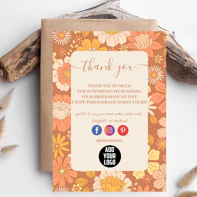 Retro Groovy 70's Themed Business Thank You Card (Creator Uploaded)