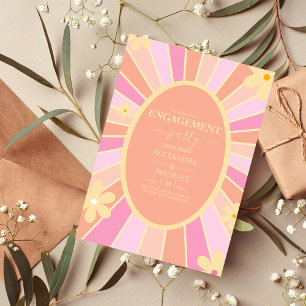 Retro Groovy 70's Themed Muted Tones Wedding Invit Invitation