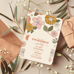 Retro Groovy 70's Themed Muted Tones Wedding  Invitation