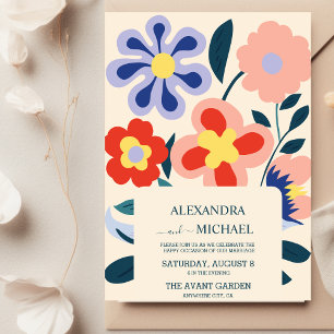 Retro Groovy 70's Themed Muted Tones Wedding  Invitation