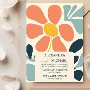 Retro Groovy 70's Themed Muted Tones Wedding  Invitation