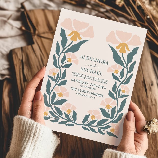 Retro Groovy 70's Themed Muted Tones Wedding  Invitation (Creator Uploaded)