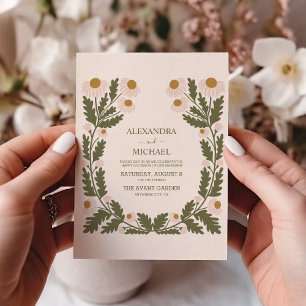 Retro Groovy 70's Themed Muted Tones Wedding  Invitation