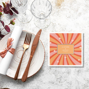 Retro Groovy 70's Themed Muted Tones Wedding Napki Napkin