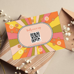 Retro Groovy 70's Themed Muted Tones Wedding RSVP  Card