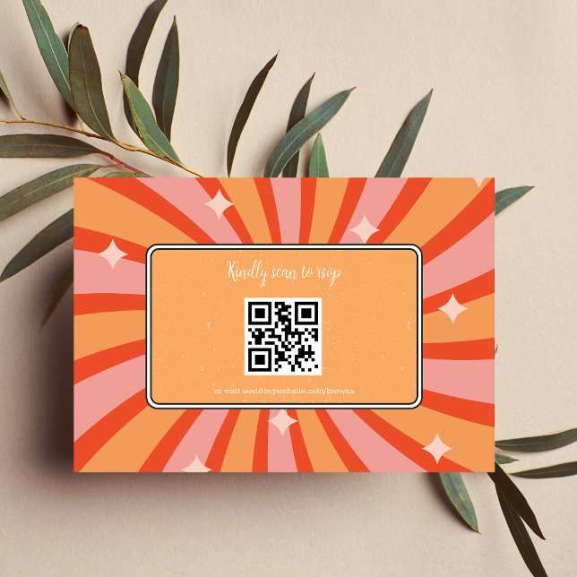 Retro Groovy 70's Themed Muted Tones Wedding RSVP  Card (Creator Uploaded)