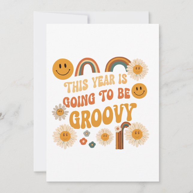 Retro Groovy 70s Vibe | This Year Is Going To Be  Holiday Card (Front)