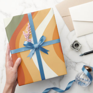 Retro Groovy 70s Wavy Stripes Wrapping Paper