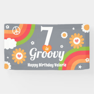 Retro Groovy 7th Birthday  Banner
