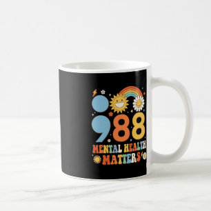 Retro Groovy 988 Mental Health Matters Suicide Pre Coffee Mug