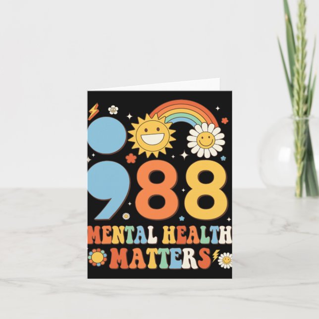 Retro Groovy 988 Mental Health Problems Suicide Pr Card (Front)