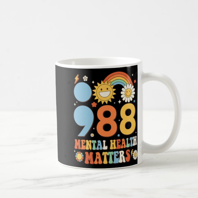 Retro Groovy 988 Mental Health Problems Suicide Pr Coffee Mug (Right)