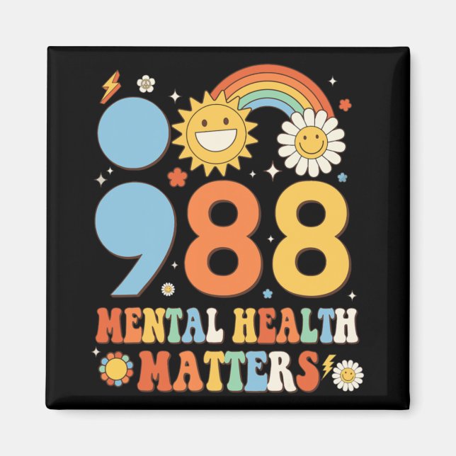 Retro Groovy 988 Mental Health Problems Suicide Pr Magnet (Front)