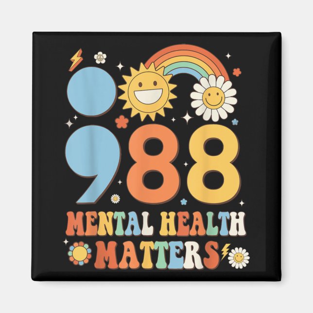 Retro Groovy 988 Mental Health S Suicide Preventio Magnet (Front)