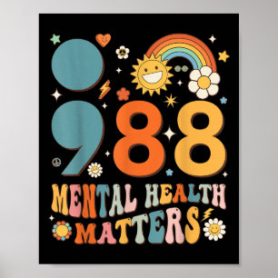 Retro Groovy 988 Mental Health S Suicide Preventio Poster