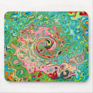 Retro Groovy Abstract Colorful Rainbow Swirl Mouse Mat