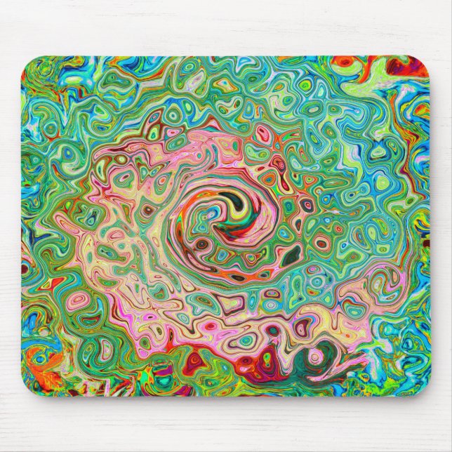 Retro Groovy Abstract Colorful Rainbow Swirl Mouse Mat (Front)